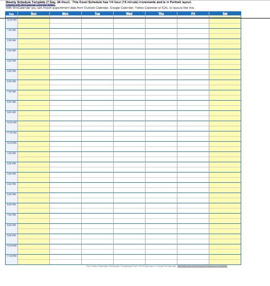 Daily Hourly Schedule Excel Template from www.freetemplatedownloads.net