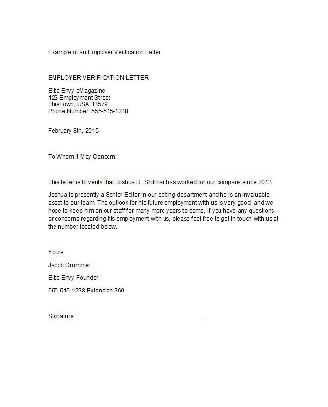 Work Verification Letter From Employer from www.freetemplatedownloads.net