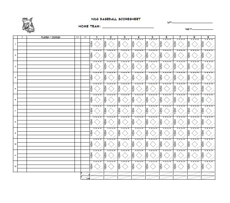 30+ Printable Baseball Scoresheet / Scorecard Templates Free Template