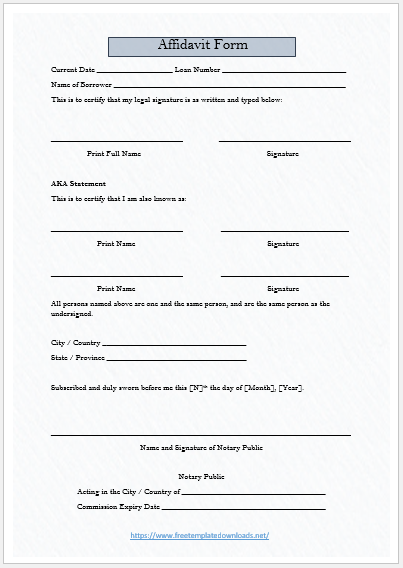 Free Fillable Affidavit Form 04