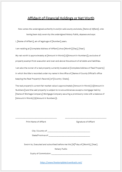 Free Fillable Affidavit Form 05