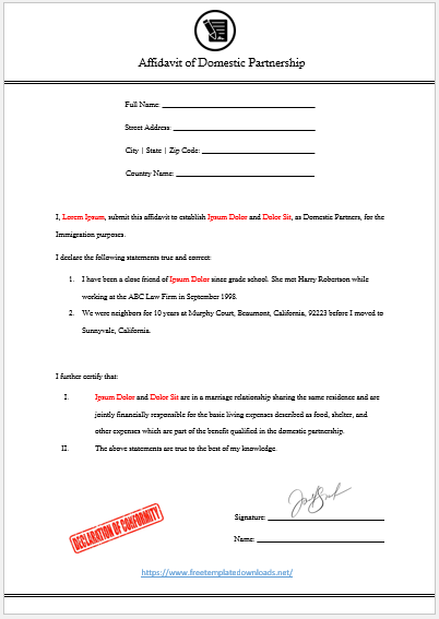 Free Fillable Affidavit Form 06