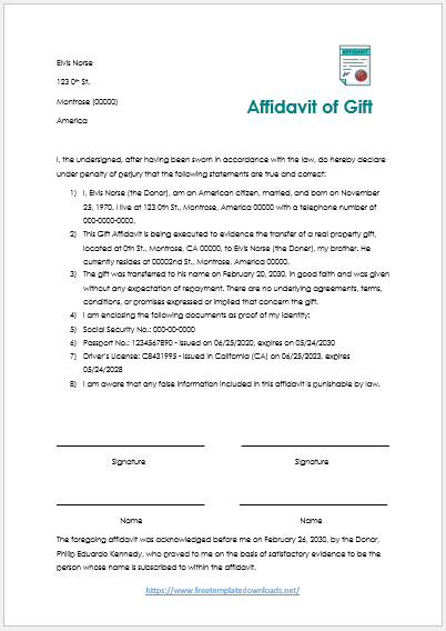 Free Fillable Affidavit Form 08