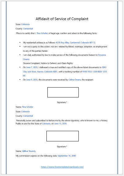 Free Fillable Affidavit Form 10