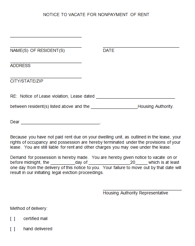 30 Day Notice Letter To Landlord From Tenant from www.freetemplatedownloads.net