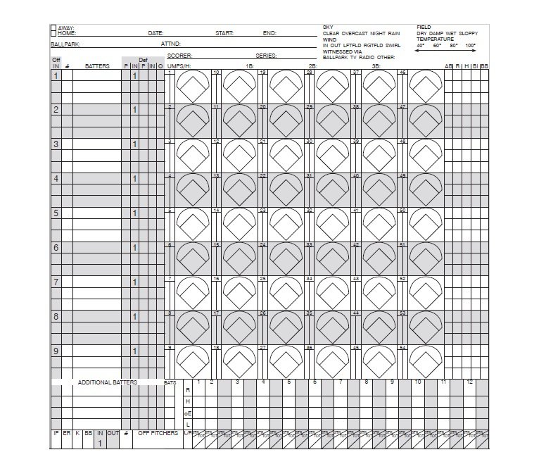 Baseball Score Card Printable