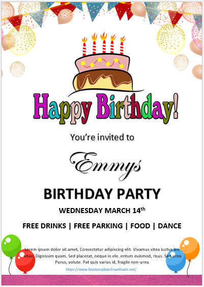 Free Birthday Party Invitation Template 04