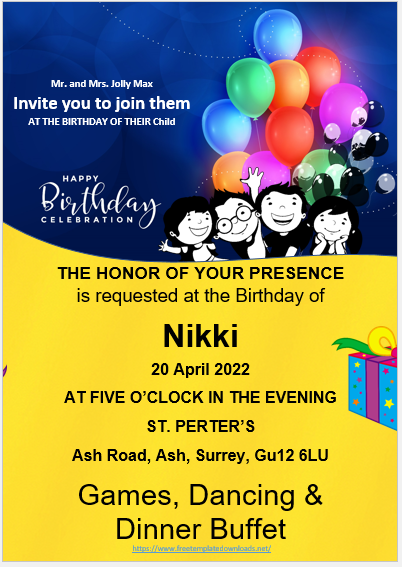 Free Birthday Party Invitation Template 05