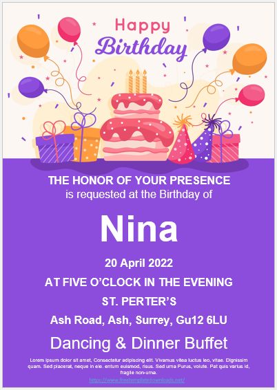 Free Birthday Party Invitation Template 07