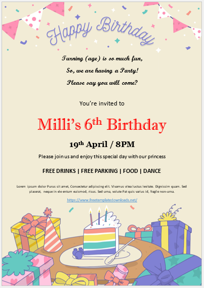 Free Birthday Party Invitation Template 08