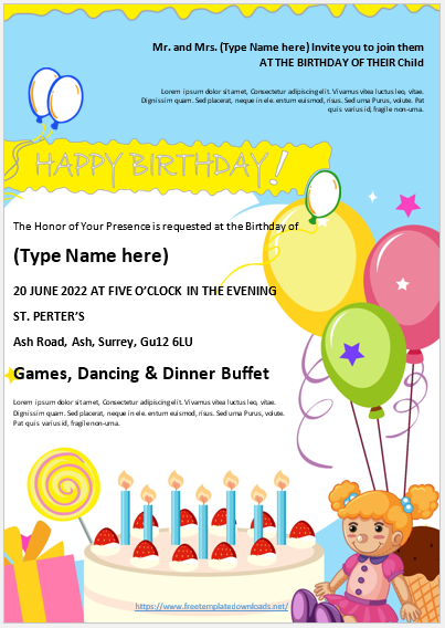 Free Birthday Party Invitation Template 12