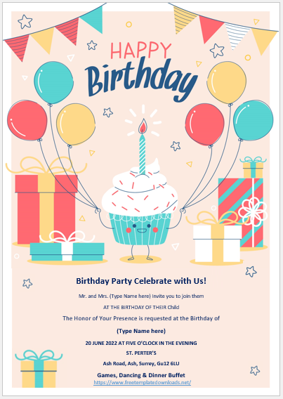 Free Birthday Party Invitation Template 15