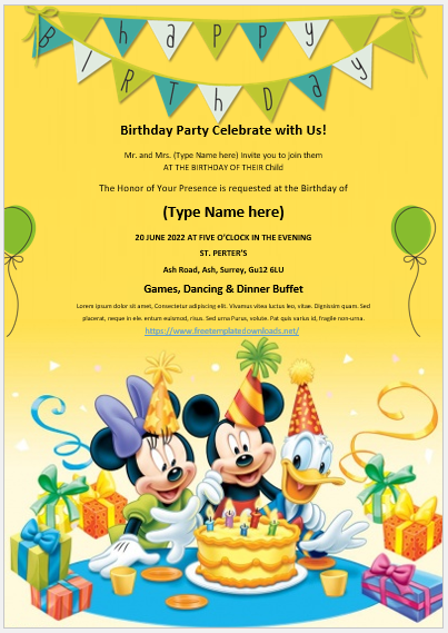 Free Birthday Party Invitation Template 16