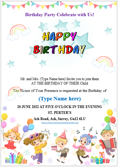 Free Birthday Party Invitation Template 17