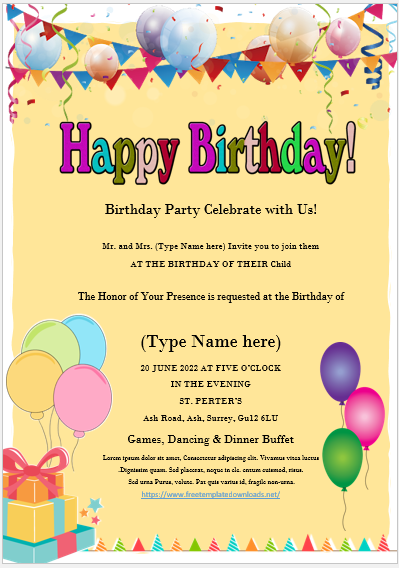 Free Birthday Party Invitation Template 19