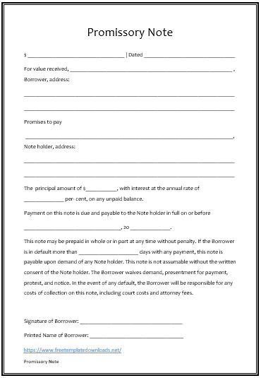 Free Promissory Note Template 09