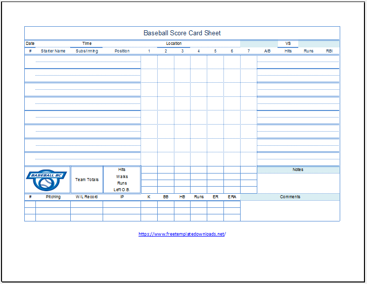 Free Printable Baseball Scoresheet Template 06