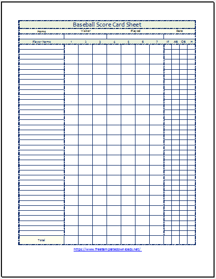 Free Printable Baseball Scoresheet Template 08