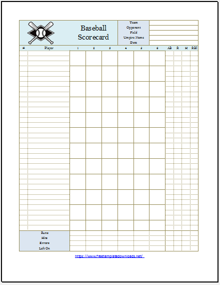 Free Printable Baseball Scoresheet Template 09