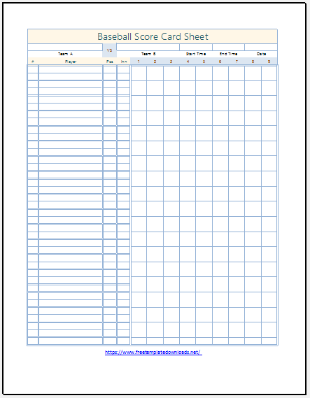 Free Printable Baseball Scoresheet Template 10