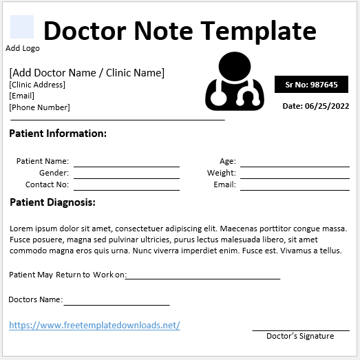 Free Doctor Note Template 09