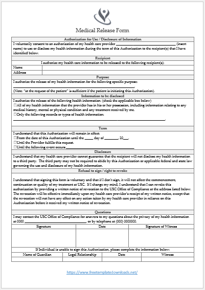 Free Medical Release Form Template 02