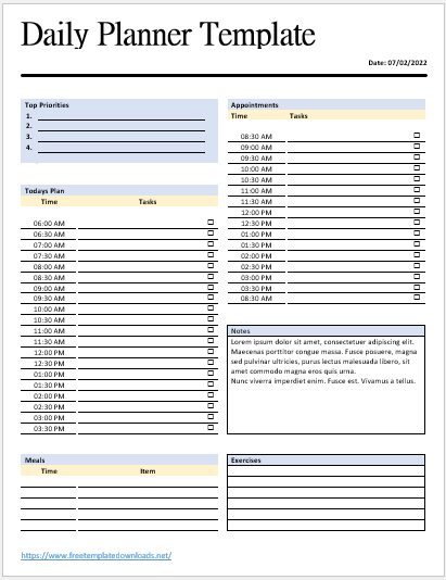 Free Daily Planner Template 09