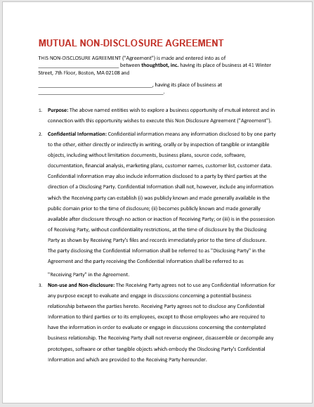 Non-Disclosure Agreement Template 03