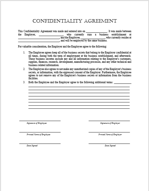 Non Disclosure Agreement Template 32