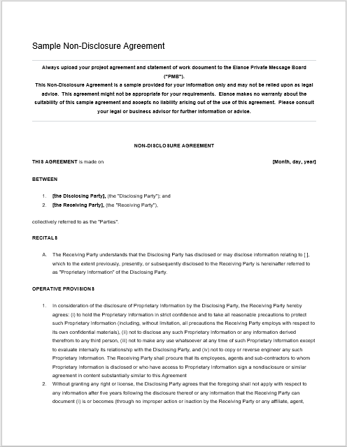 Non Disclosure Agreement Template 34