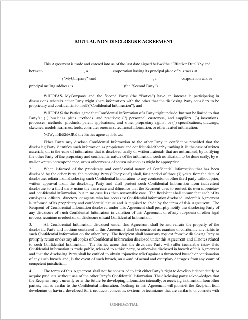 Non Disclosure Agreement Template 36