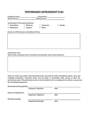 Performance Improvement Plan Template 28 - Free Template Downloads