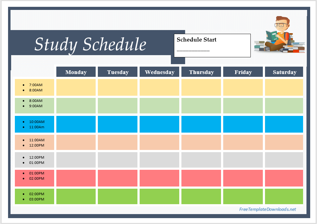 Study Schedule Template Excel