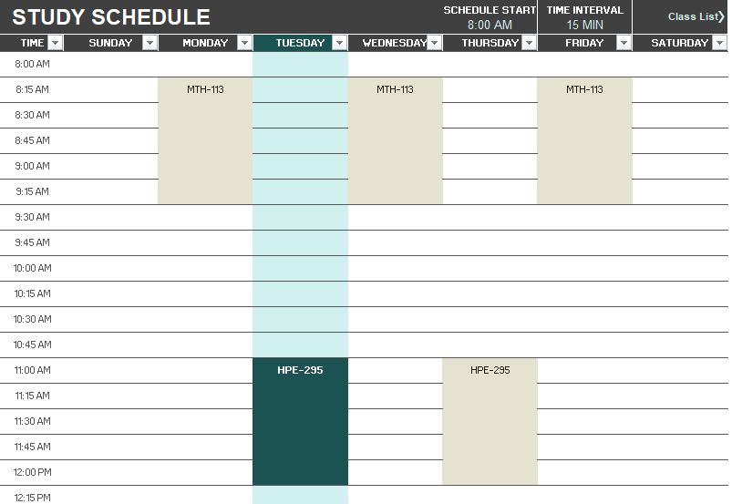 Free Time Study Template Excel Download from www.freetemplatedownloads.net