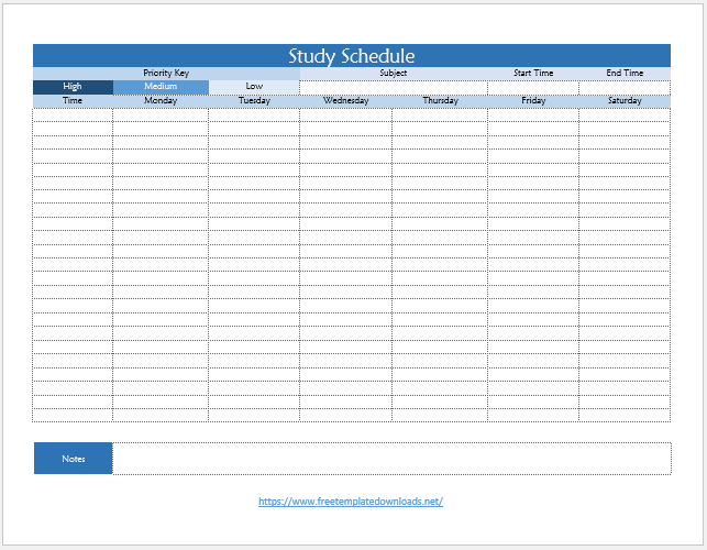 Free Study Schedule Template 04