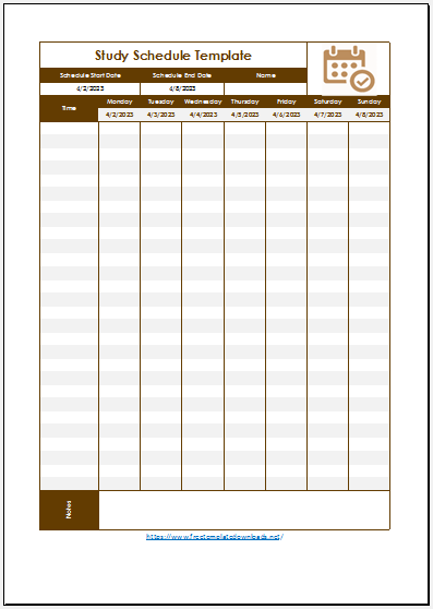Free Study Schedule Template 05