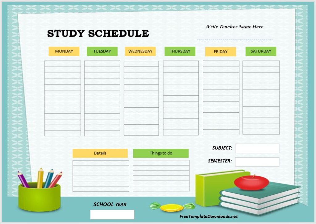 18 Free Study Schedule Templates MS Excel Format