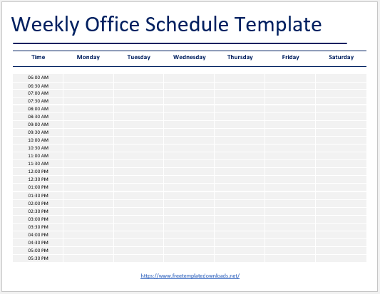 Free Office Schedule Template 01