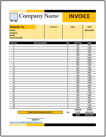 Free Small Business Invoice Template 02