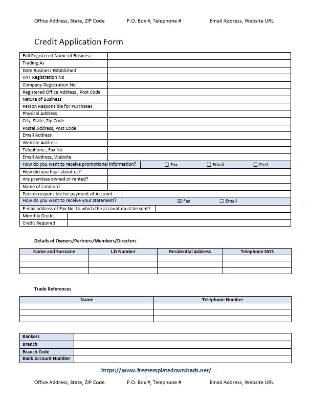 credit application form template 05