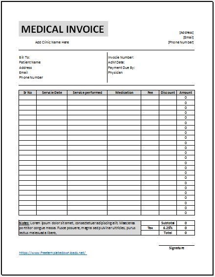 Free Medical Invoice Template 04