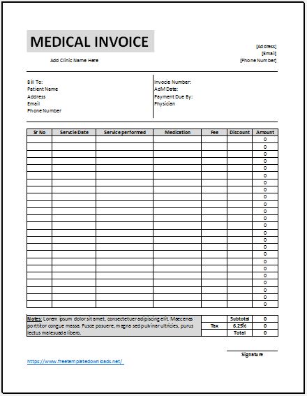 05 Free Medical Invoice Templates Free Template Downloads
