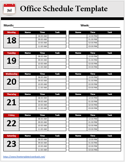 Free Office Schedule Template 06