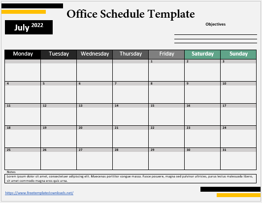 Free Office Schedule Template 08