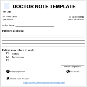 10 FREE Doctor Note Templates - Free Template Downloads