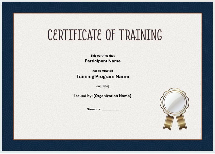 Blank Training Certificate