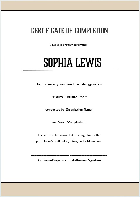 Course Completion Certificate