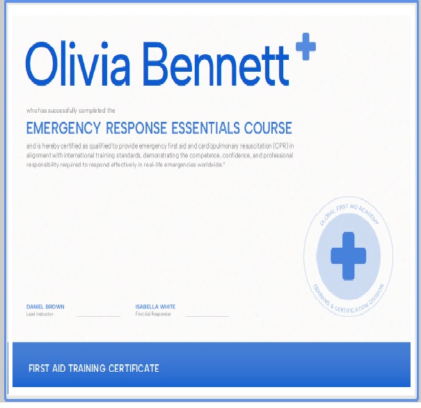 First Aid Training Certificate
