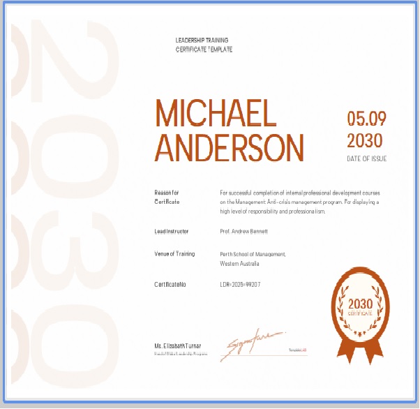 Leadership Training Certificate Template