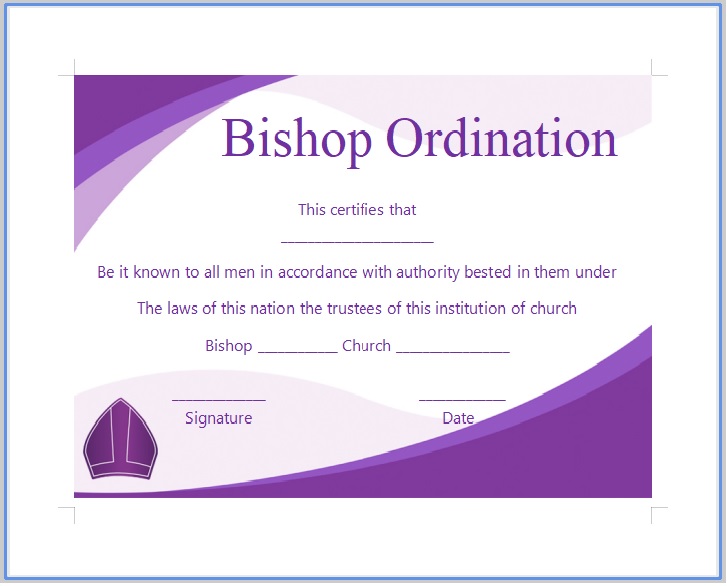 Bishop Ordination Certificate